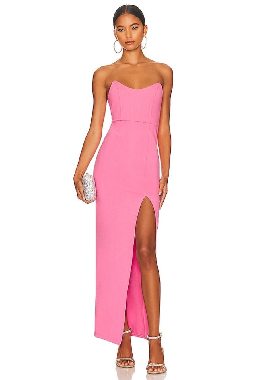 Superdown Revolve Ryleigh Pink Bustier Strapless Maxi Stretch Bodycon Maxi M